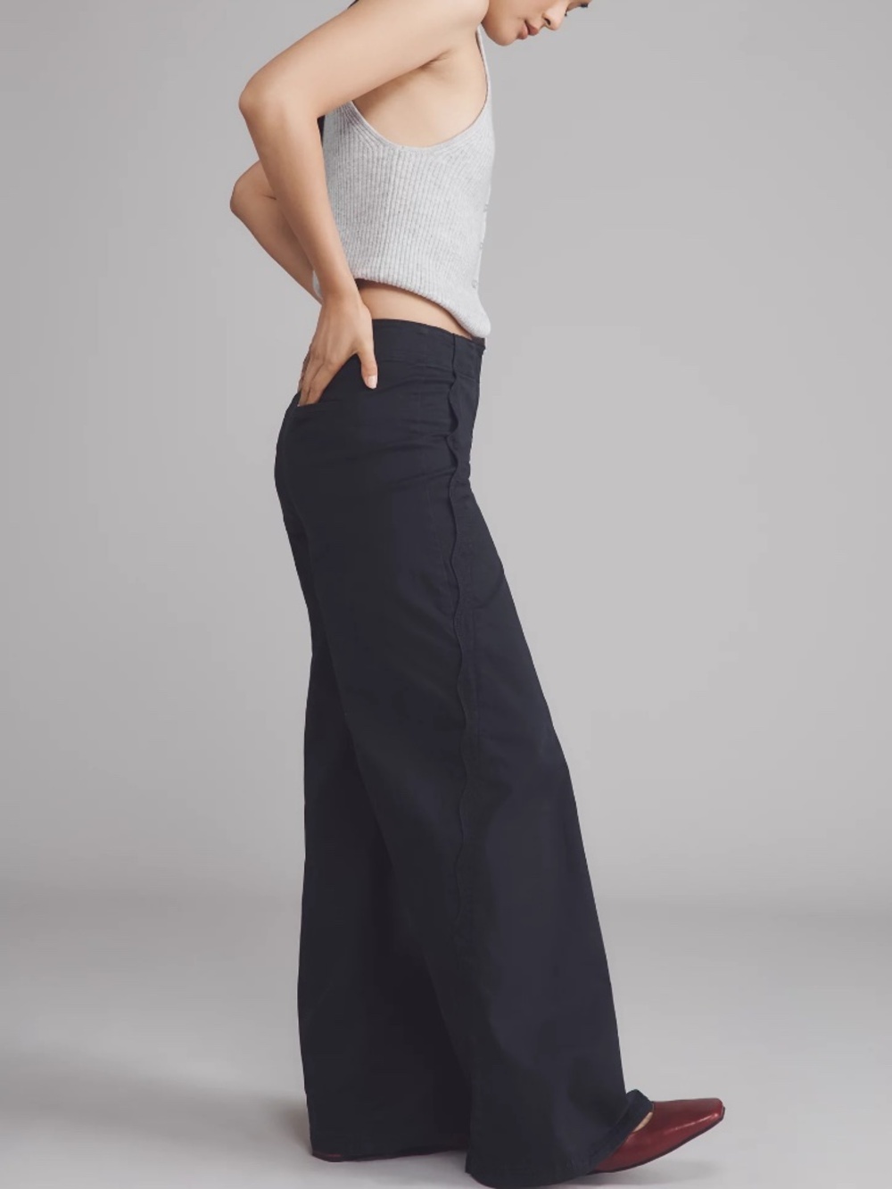 Maeve Scallop Wide-Leg Pants PETITE